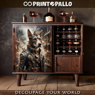 Steampunk German Sheepdog in a furnace  Tissue Paper