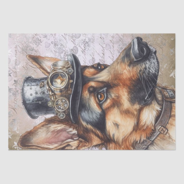 Steampunk German Shepherd Dog Tissue Paper (Front)
