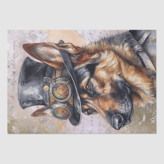 Steampunk German Shepherd Dog Tissue Paper (Front)