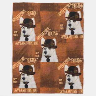 Steampunk German Shepherd Fleece Blanket