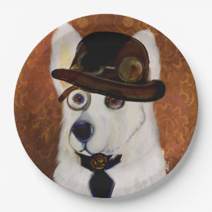 Steampunk German Shepherd Paper Plate