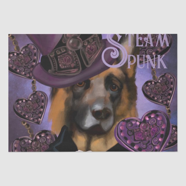 Steampunk German Shepherd Tissue Paper (Front)