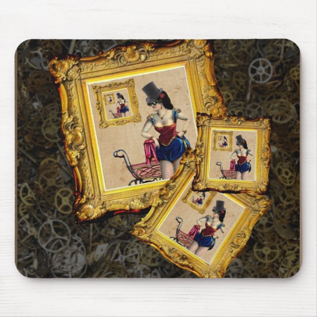 Steampunk gifts and accessories - lady,pram,frames mouse pad (Front)