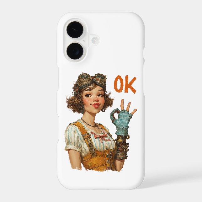Steampunk Girl Confident OK Gesture (Back)