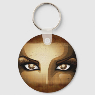 Steampunk Girl Eyes buttons Key Ring