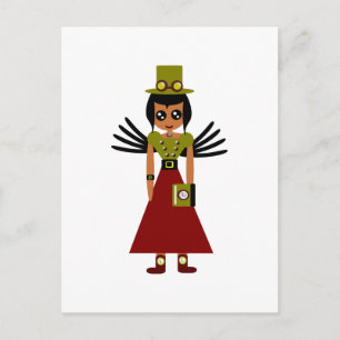 Steampunk Girl Goal Keeper of Time Postcard