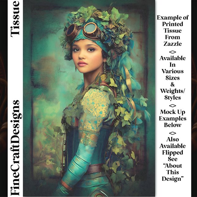 Steampunk Girl In Ivy Headdress DK4LF Decoupage  Tissue Paper (Creator Uploaded)