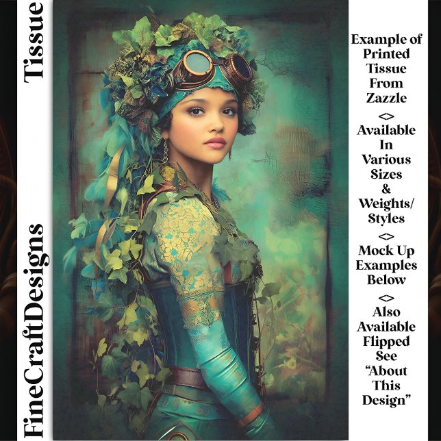 Steampunk Girl In Ivy Headdress DK4RF Decoupage  Tissue Paper (Creator Uploaded)