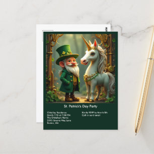 Steampunk Gnome-Leprechaun Unicorn St Patricks Day Postcard