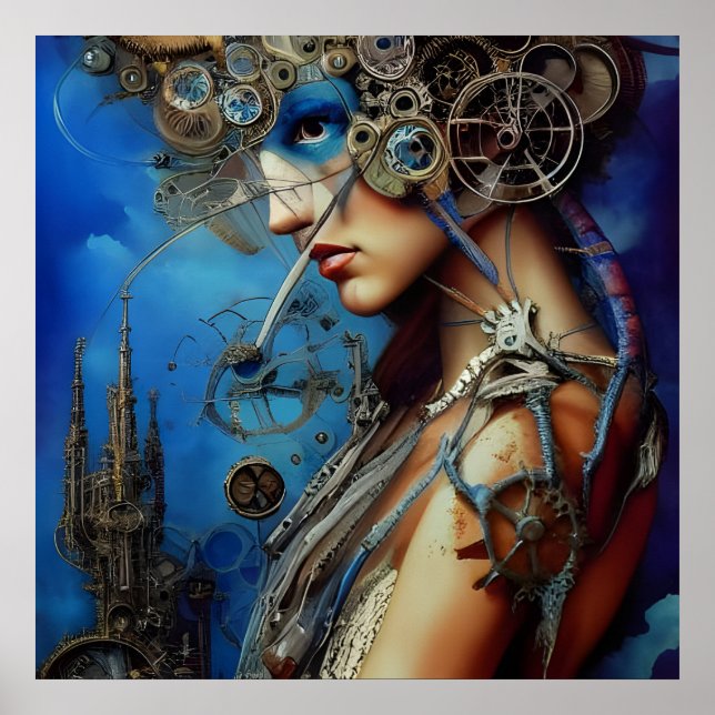 Steampunk Goddess Art Poster (Front)