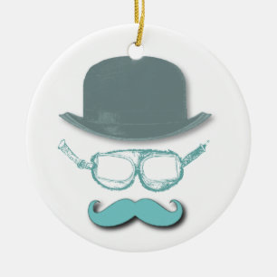 Steampunk Goggles, Hats and Moustaches Ceramic Tree Decoration