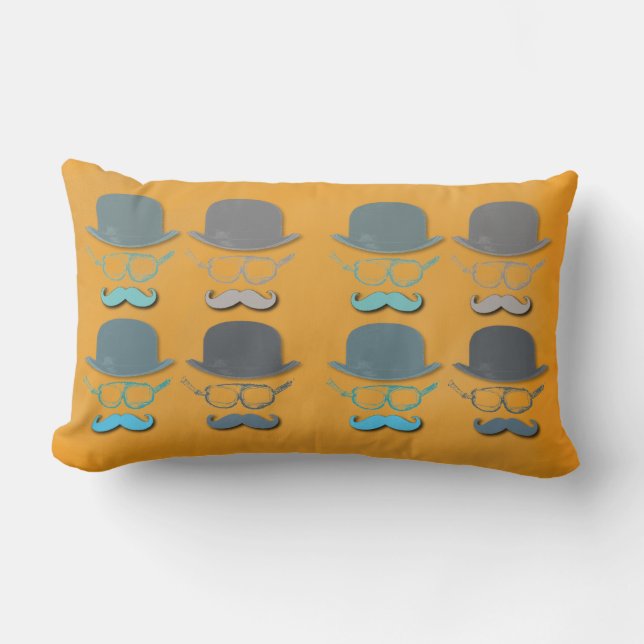 Steampunk Goggles, Hats and Moustaches Lumbar Cushion (Front)