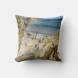 Steampunk Golden Blush & Powder-blue  Wedding Gift Cushion