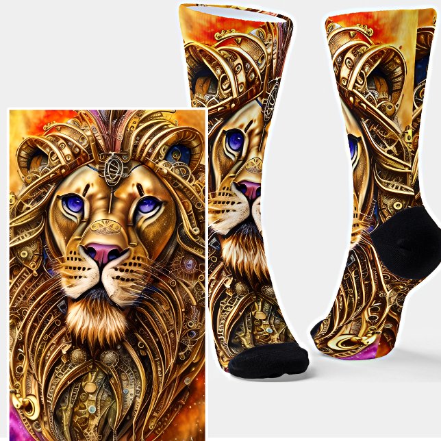 Steampunk Golden Lion with Blue Eyes Socks (Creator Uploaded)