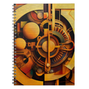 Steampunk Golden Mechanism Abstract Notebook