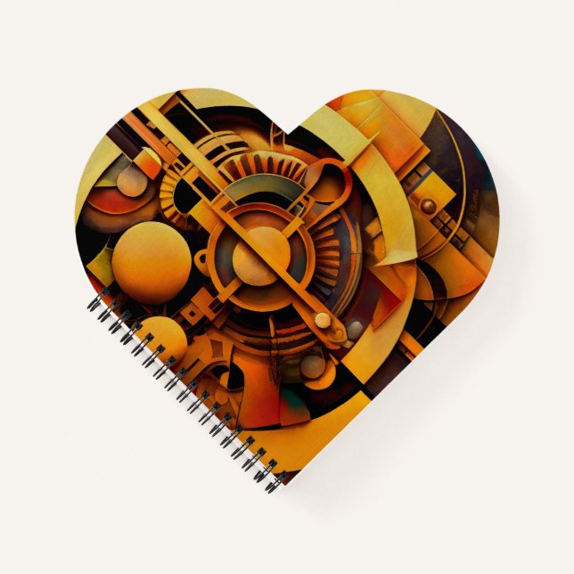 Steampunk Golden Mechanism Abstract Notebook (Front)
