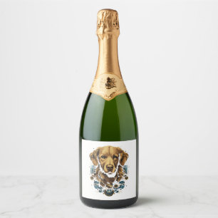 Steampunk Golden Retriever Dog Classic T-Shirt Sparkling Wine Label