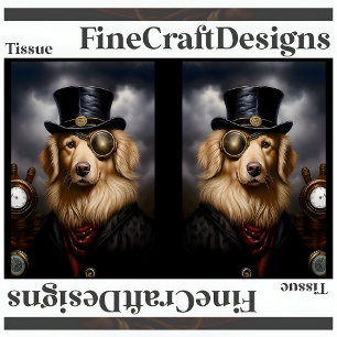 Steampunk Golden Retriever Hat Decoupage RL 138 Tissue Paper