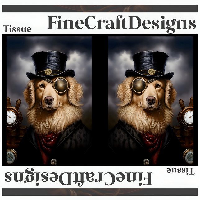 Steampunk Golden Retriever Hat Decoupage RL 138 Tissue Paper (Creator Uploaded)