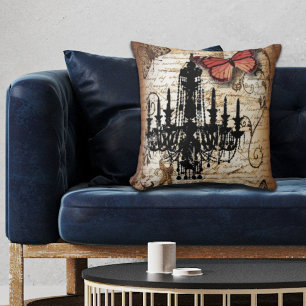 steampunk goth butterfly paris vintage chandelier cushion