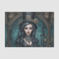 Steampunk Goth Goddess Woman Decoupage Paper
