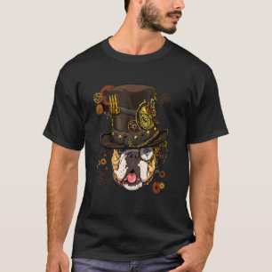 Steampunk Gothic American Bulldog Animal Face Bull T-Shirt