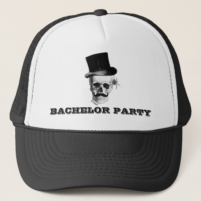 Steampunk gothic bachelor party trucker hat (Front)