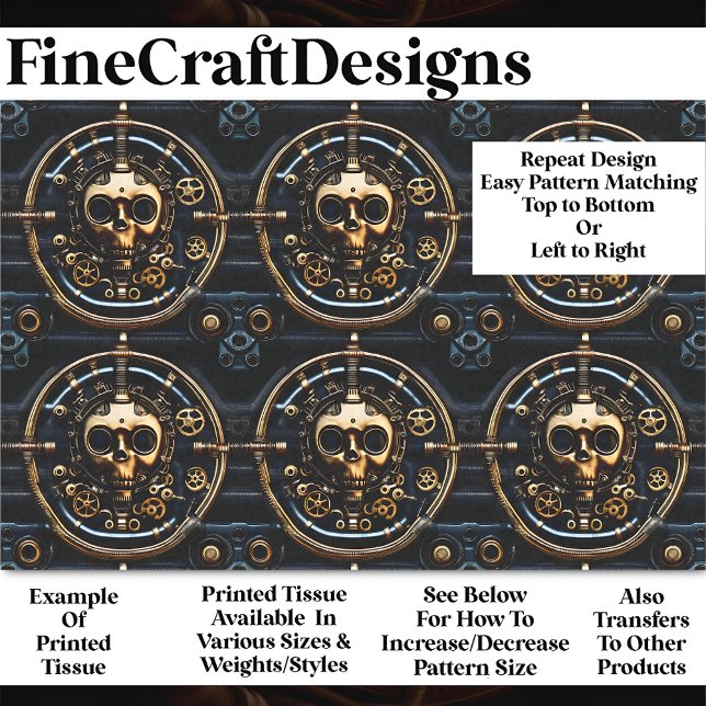 Steampunk Gothic Gold Skull Design BM3 Decoupage   Tissue Paper (Creator Uploaded)
