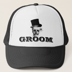 Steampunk gothic groom trucker hat