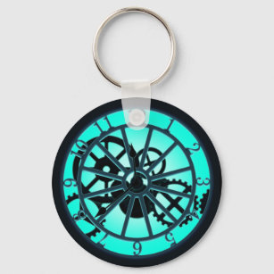 Steampunk Gothic Ironwork Clock With Visible Gears Key Ring