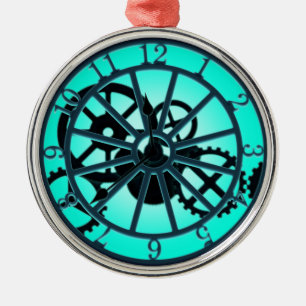 Steampunk Gothic Ironwork Clock With Visible Gears Metal Ornament