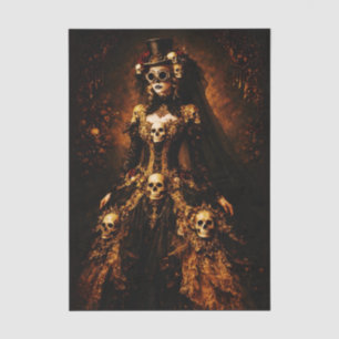 Steampunk Gothic Lady, Skull Dress FJ3L Decoupage  Tissue Paper