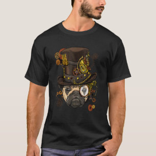 Steampunk Gothic Pug Dog Animal Face Puppy Pet Pug T-Shirt