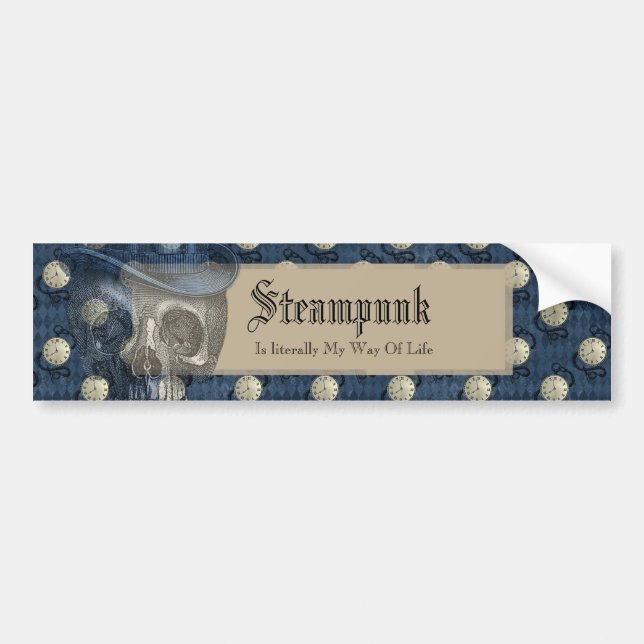 Steampunk gothic punk clocks & skulls bumper  bumper sticker (Front)