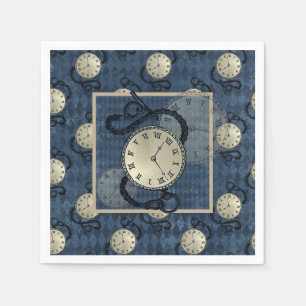 Steampunk gothic punk clocks & skulls paper  napkin