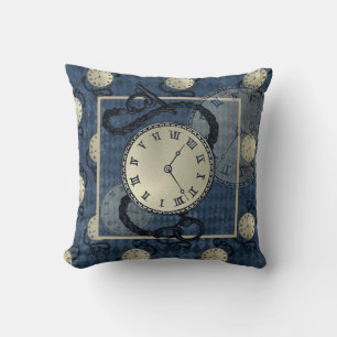 Steampunk gothic punk clocks & skulls pillow