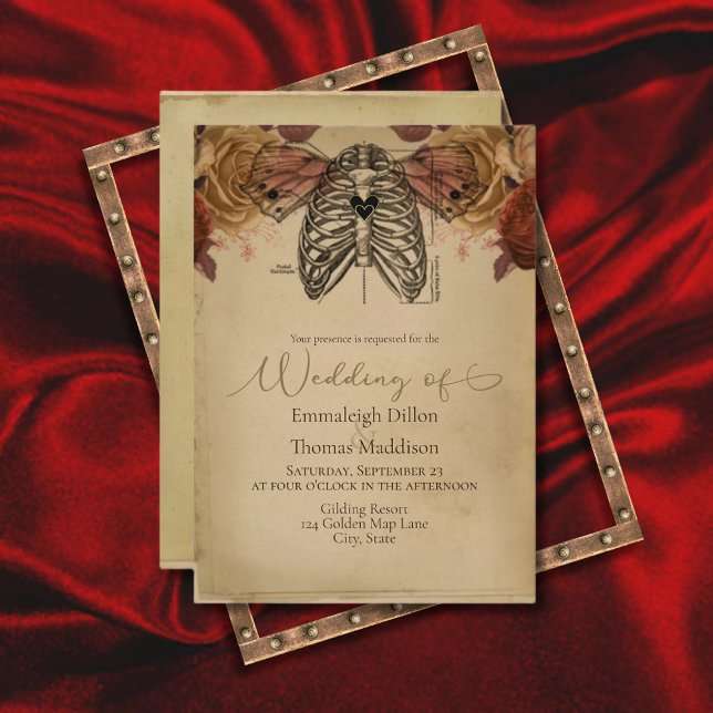 Steampunk Gothic Science Fiction Floral Wedding Invitation (Creator Uploaded)