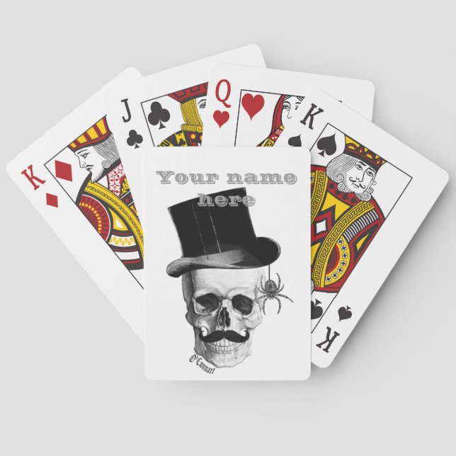 Steampunk gothic skull and top hat playing cards (Back)