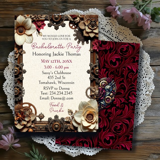 Steampunk Gothic Themed Bachelorette Party Invitation (Creator Uploaded)