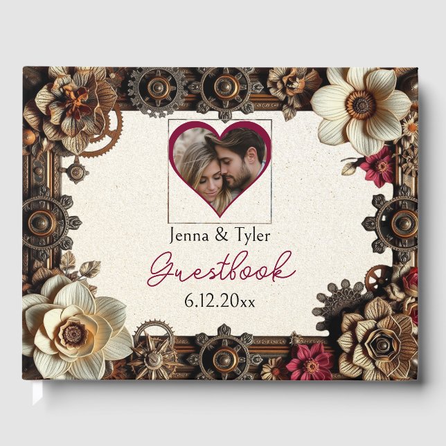 Steampunk Gothic Themed Wedding  Personalised Guest Book (Front)
