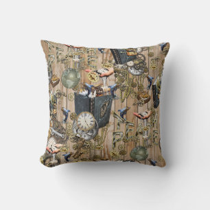 Steampunk Graphic Element Collections on wood Cushion