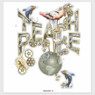 Steampunk Graphic Teach Peace - Dolphins