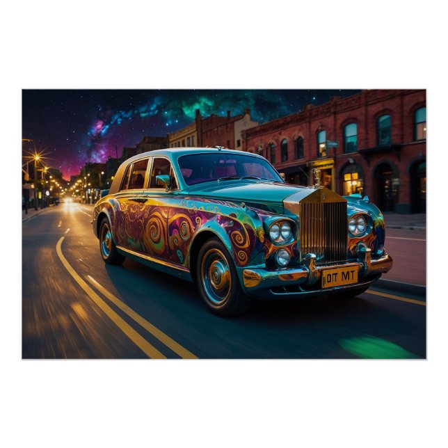 Steampunk Gravity Engine Classic Car Poster (Front)