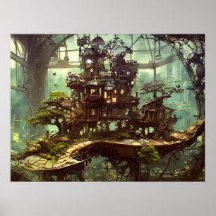 Steampunk Greenhouse in the Jungle Poster