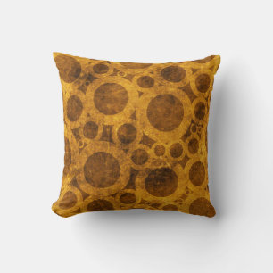 Steampunk Grunge Brown and Gold Throw Pillow