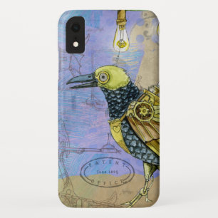 Steampunk Grunge Drawing of Mechanical Bird iPhone XR Case