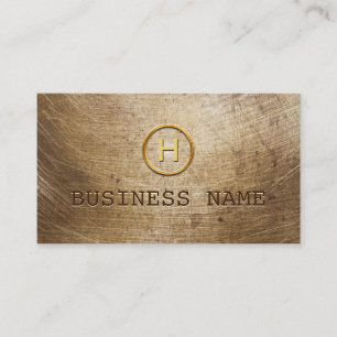 Steampunk Grunge Gold Monogram Business Card