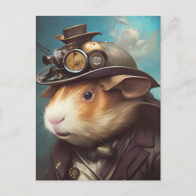 Steampunk Guinea Pig Postcard (Front)