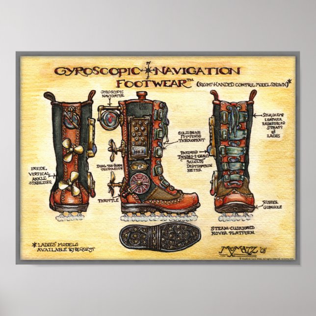 Steampunk Gyroscopic Navigation Footwear Print (Front)