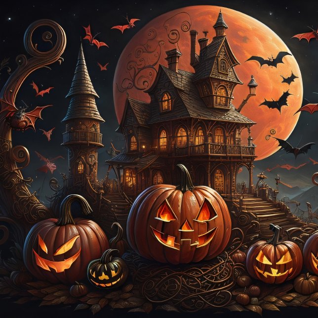Steampunk Halloween Pumpkin town castle Tissue Paper (Creator Uploaded)